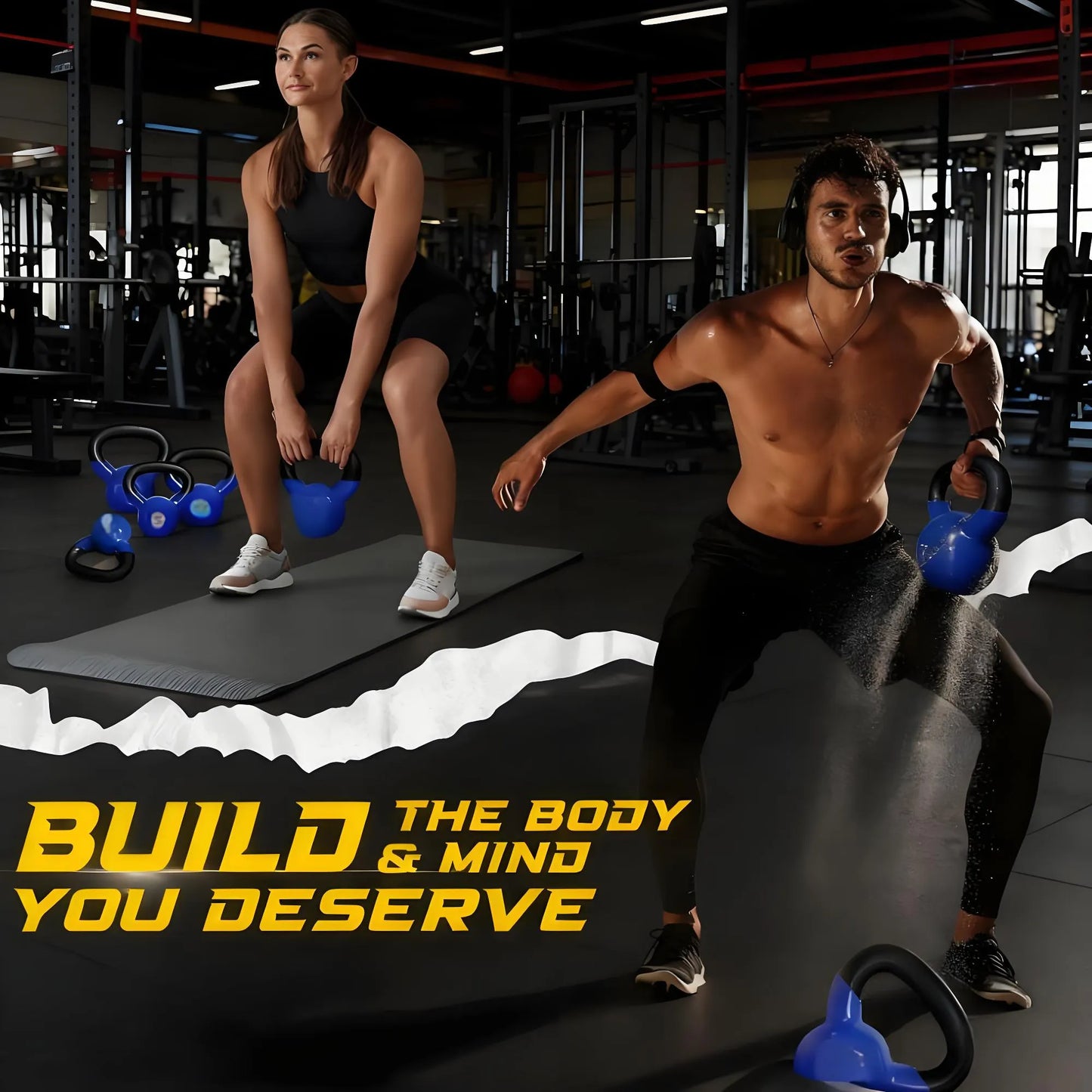 Vinyl Coated Cast Iron Kettlebells – 5-100 lbs, Full Body & Grip Strength Training