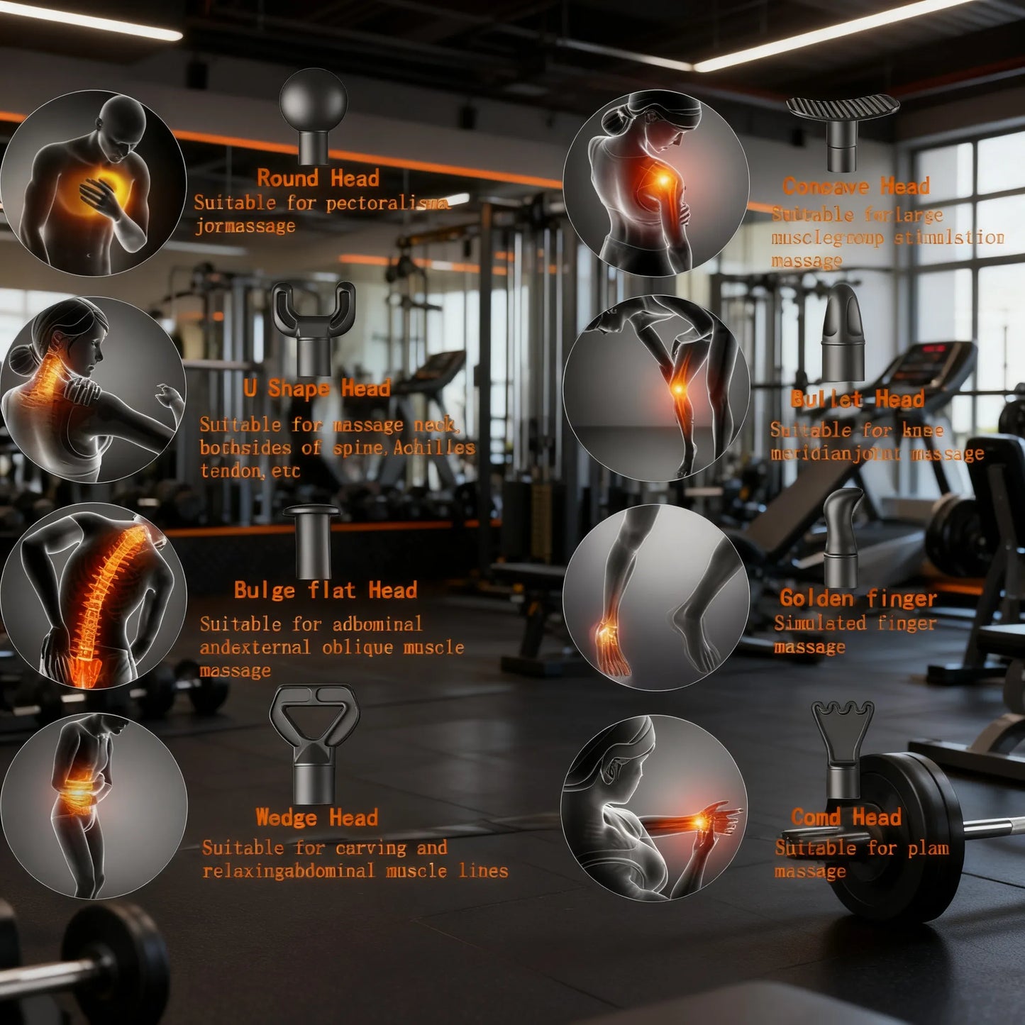 8-in-1 Smart Percussion Massage Gun | 20 Speeds for Full-Body Deep Muscle Therapy & Relaxation