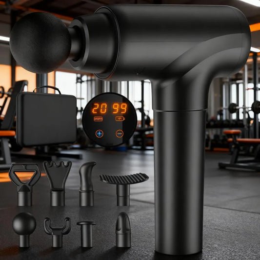 8-in-1 Smart Percussion Massage Gun | 20 Speeds for Full-Body Deep Muscle Therapy & Relaxation