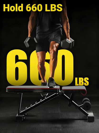 Adjustable Weight Bench – Foldable for Full Body Workout, Incline/Decline/Flat Positions