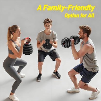 Adjustable Free Weights Set – 20-90 lbs, 5-in-1, Kettlebell, Barbell & Push Up Stand